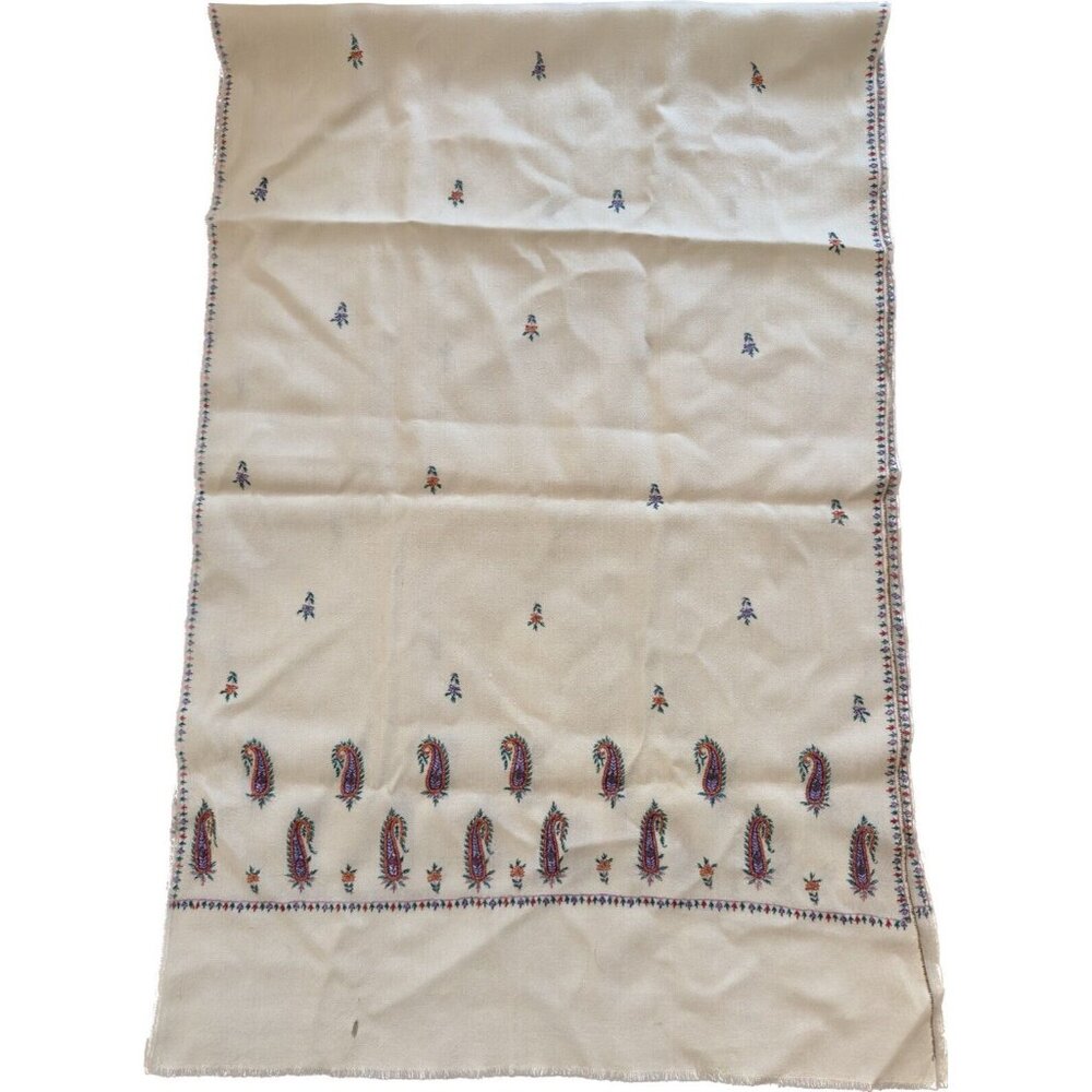 Vtg Paisley Embroidered Tablecloth Table Runner Colorful Floral 23"‎ X 68"